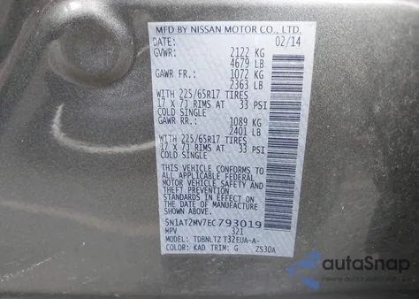 2014 Nissan Rogue Sv из США, поврежденный, VIN 5N1AT2MV7EC793019